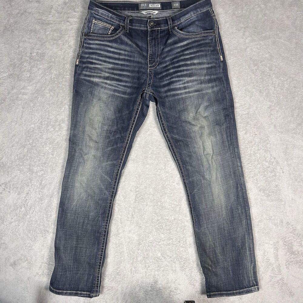 BKE Men’s Straight Leg Nolan Jeans Size 34R Dark Wash Denim Cowboy Western